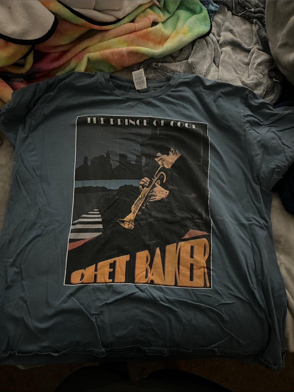 Chet Baker Graphic Tee - Blue Short Sleeve Men's Shirt never worn NWOT